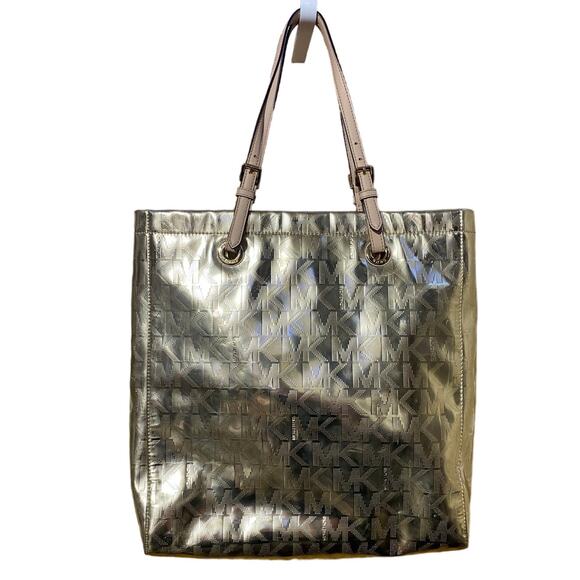 Michael Kors shiny metallic gold Large Jet Setter purse / bag Excellent cond. - Picture 1 of 15